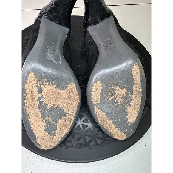 Via Spiga Black Leather Peep Toe Lace Booties Heels Sz 6.5 M - Picture 8 of 10